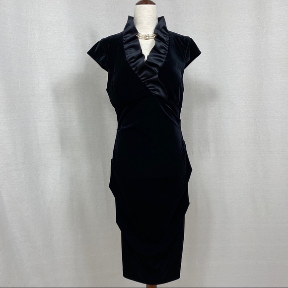 Xscape Dresses & Skirts - Xscape by Joanna Chen Ruffle Collar Ruching Dress